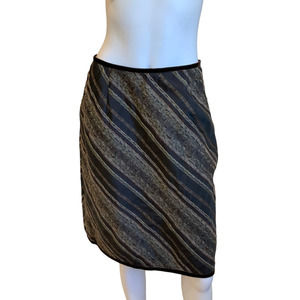 J. Jill Brown Tan Art to Wear Velvet Trimmed Skirt sz 6P NWT